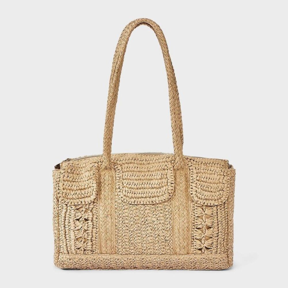Straw Satchel Tote Bag - A New Day Natural